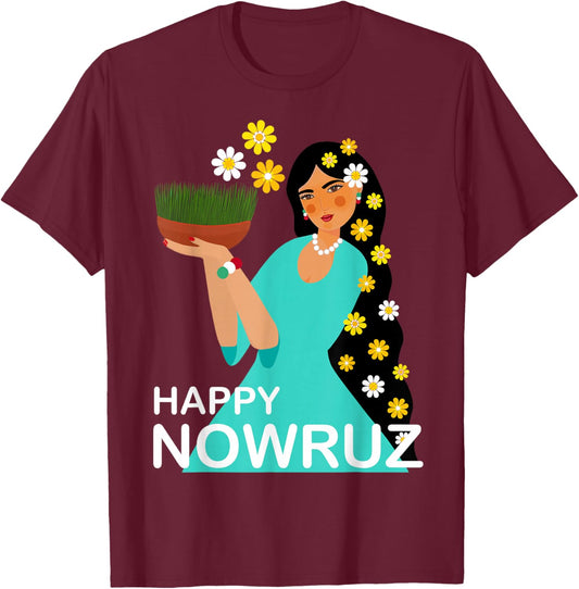 Nowruz Persian New Year Happy Nowrouz Spring Sabzeh Nowruz , gray T-Shirt - T-Shirt | Maroon