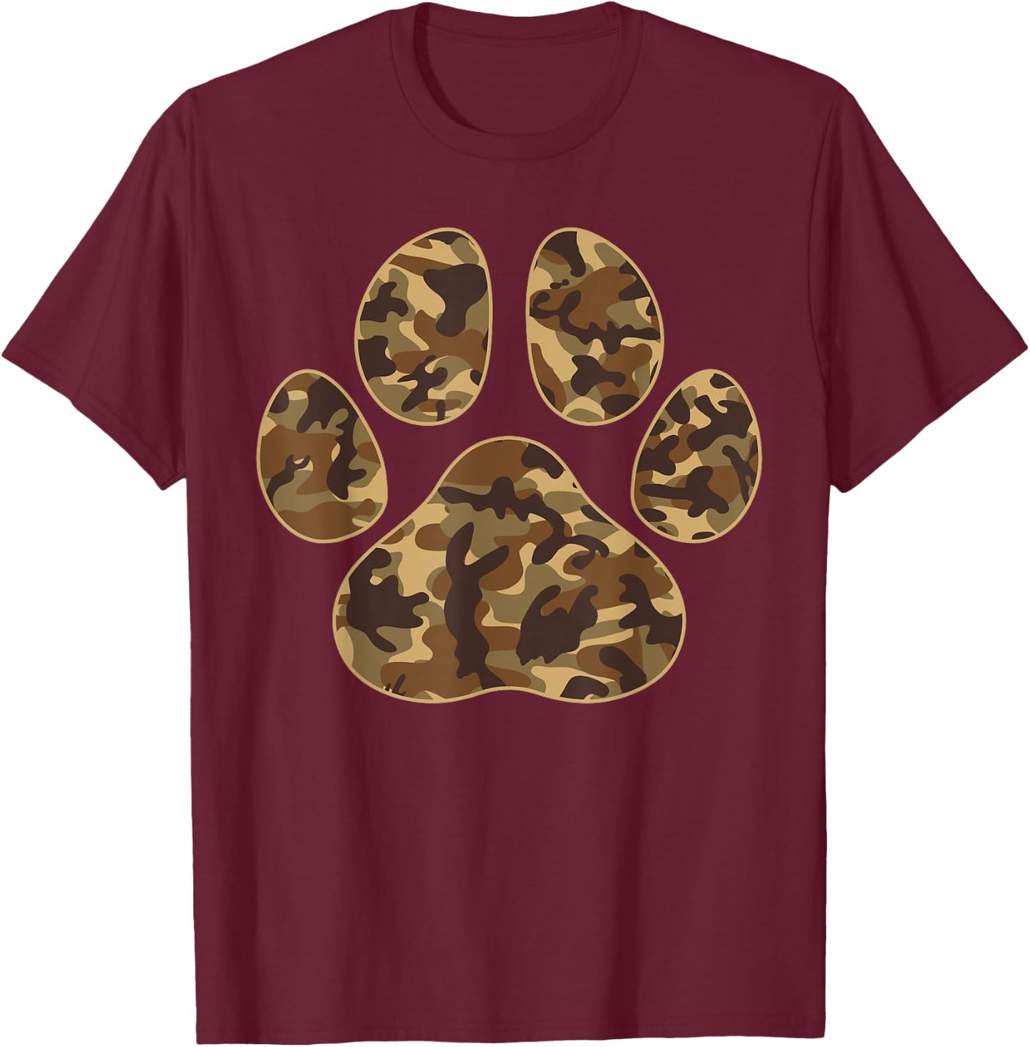 Cute Camo Paw Print Pet Owner Camouflage Paw Print Dog Lover Men Women Kids T-Shirt - T-Shirt | Maroon