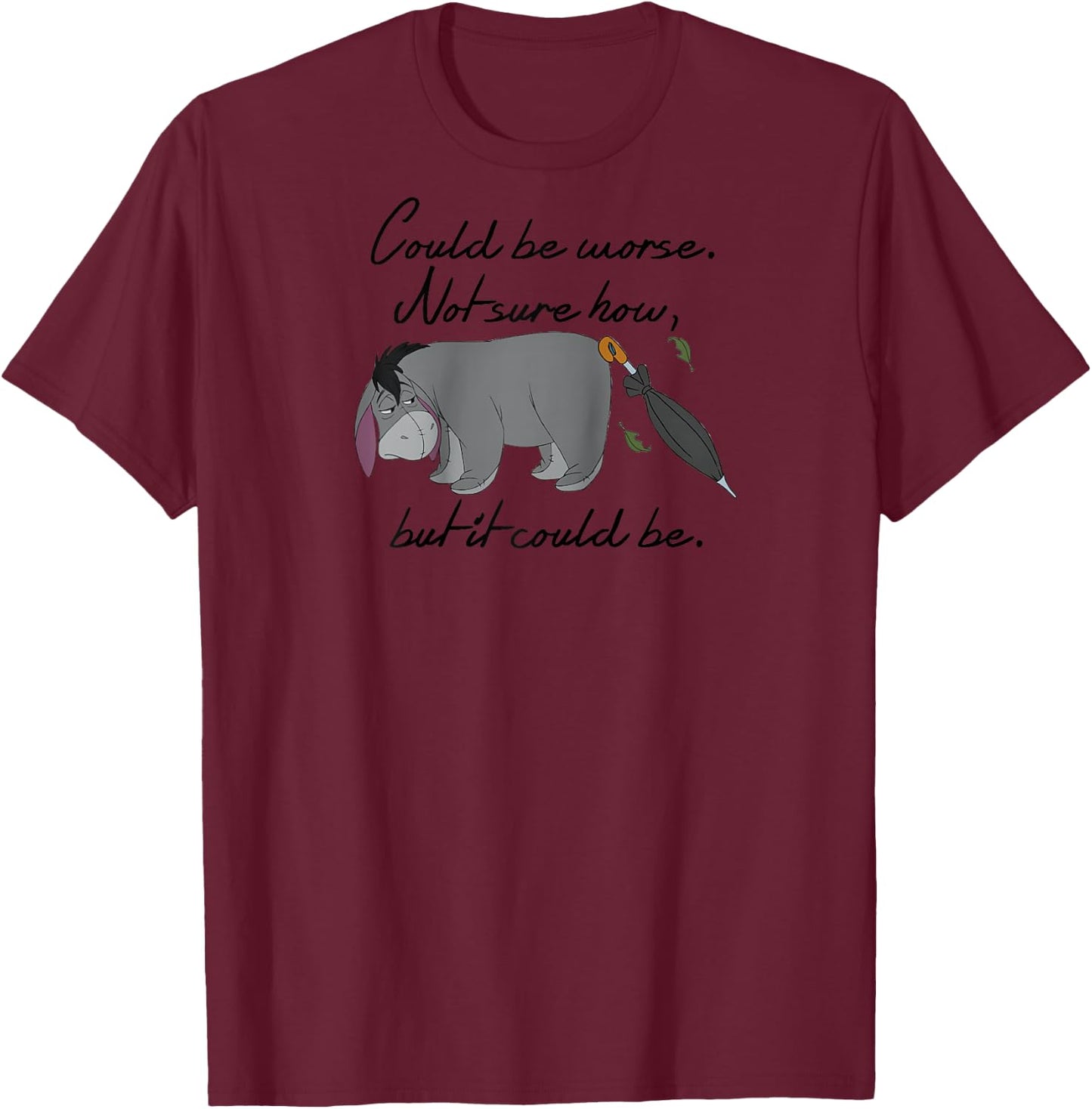 Winnie The Pooh - Eeyore Could Be Worse Raglan Baseball T-Shirt - T-Shirt | Maroon