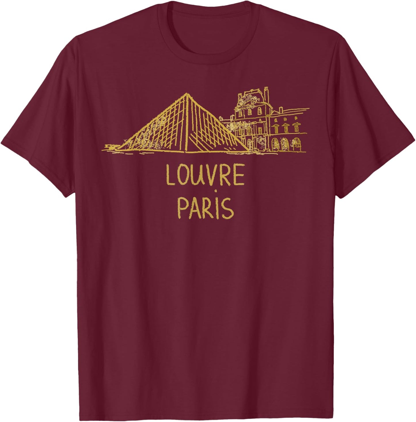 Louvre Paris France Travel Souvenir Historic Landmark Gift T-Shirt - T-Shirt | Maroon
