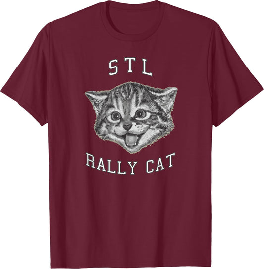 STL Rally Cat , St Louis Rally , Baseball Men Women Girls Kids T-Shirt - T-Shirt | Maroon