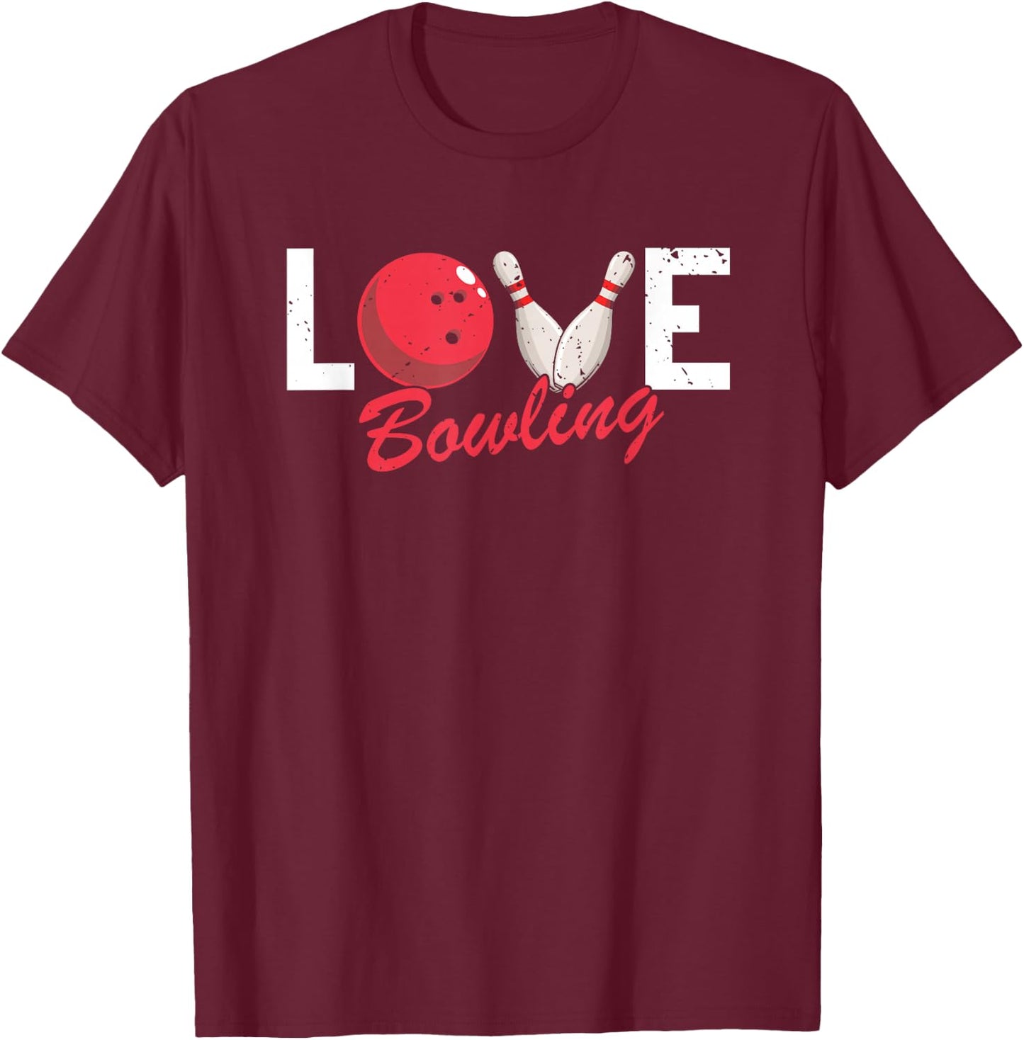 Amour Bowling Ligue Humour Rétro Quilles Thème T-Shirt - T-Shirt | Maroon