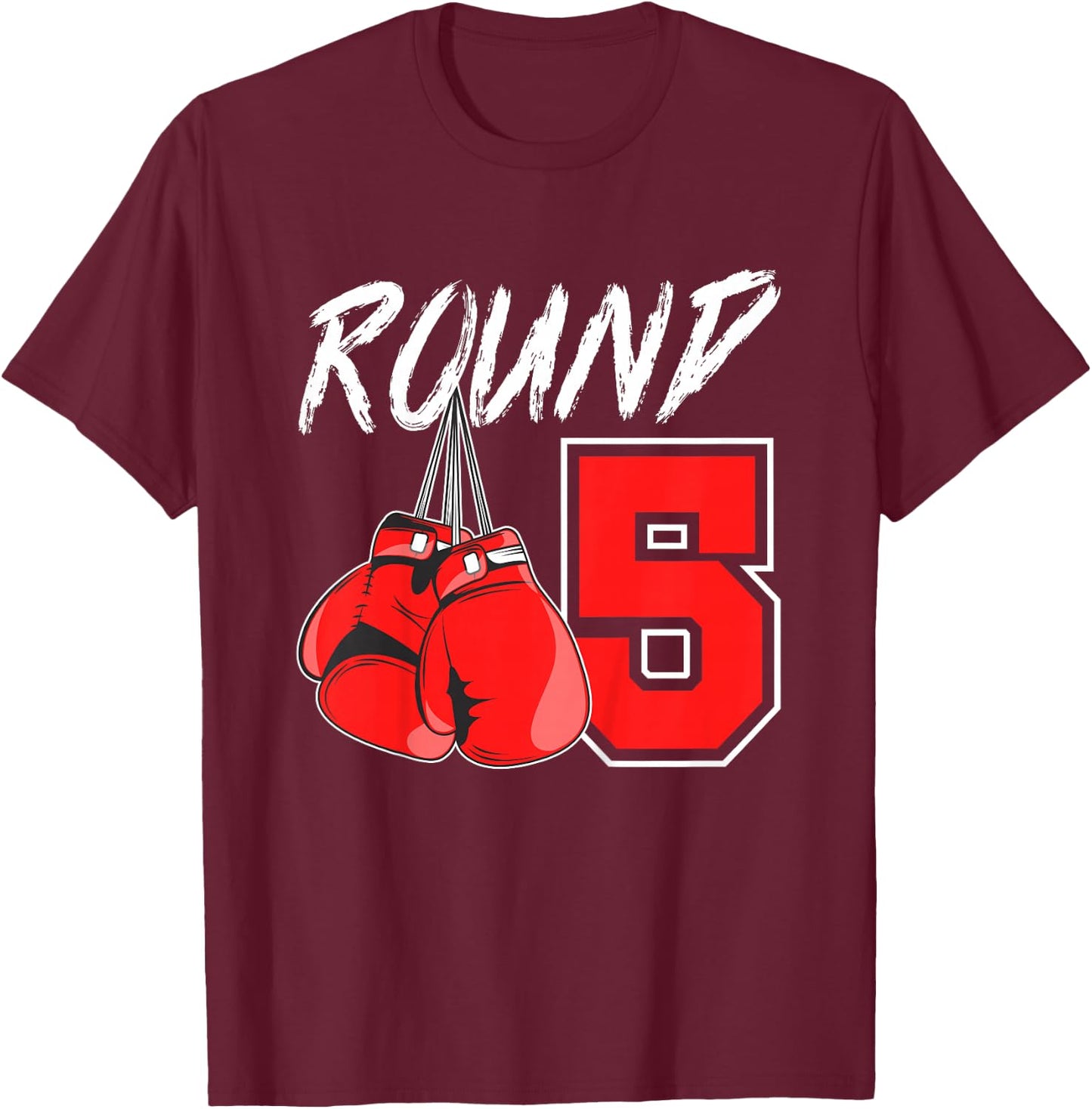 Kids 5th Birthday Boxing Boy 5 Year Old Boxer Bday Party T-Shirt - T-Shirt | Maroon