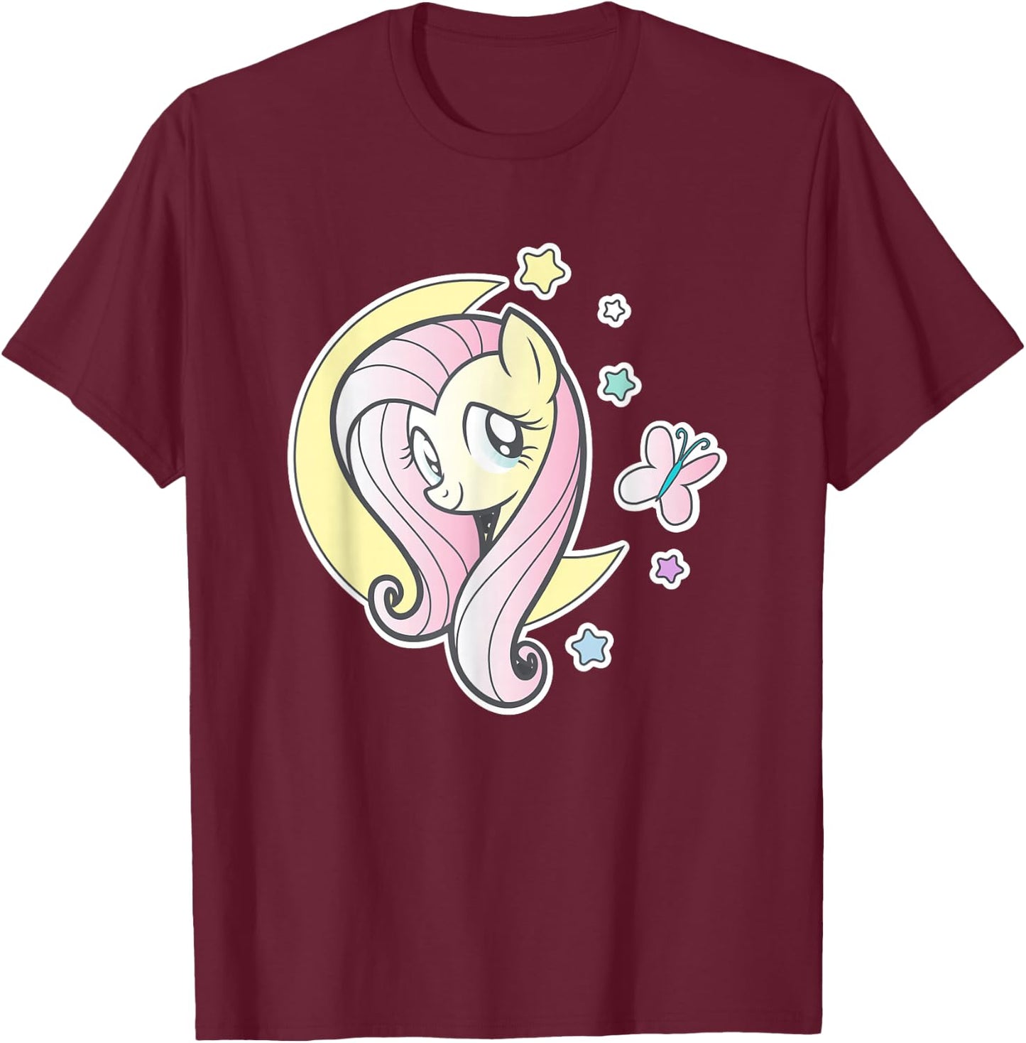 My Little Pony Fluttershy Half Moon T-Shirt - T-Shirt | Maroon