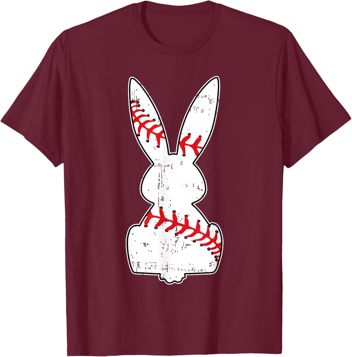 Baseball Bunny Happy Easter Funny Baseball Boys Girls Kids T-Shirt - T-Shirt | Maroon