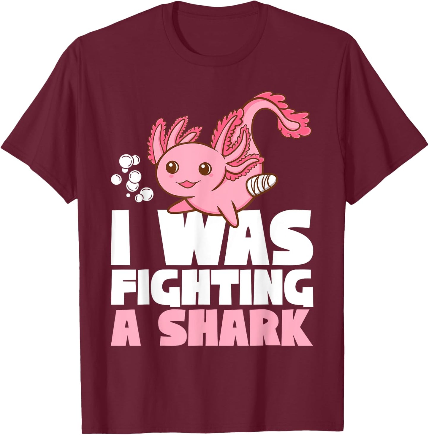 Get well recovery fighting a shark Broken Leg Axolotl Kids T-Shirt - T-Shirt | Maroon