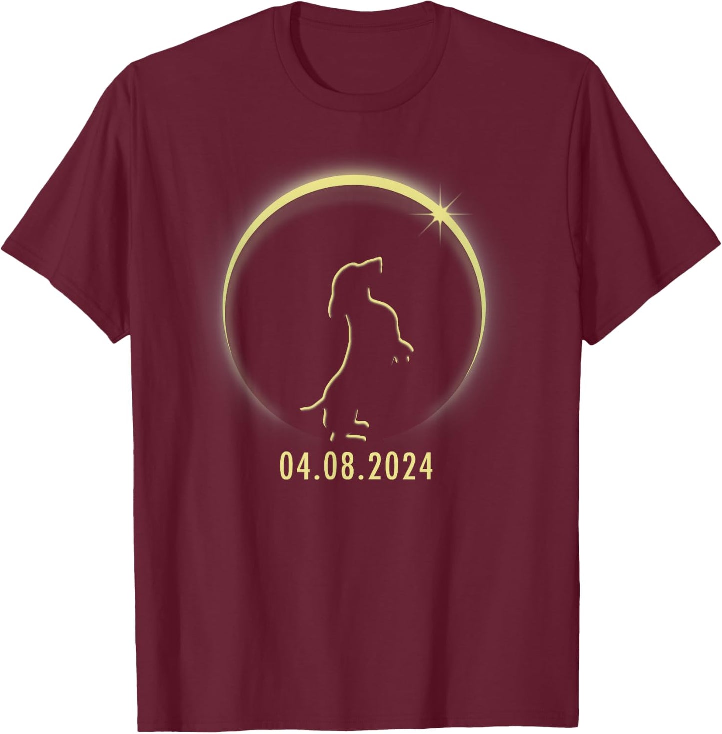 Total Solar Eclipse Dachshund Lover April 8 2024 Totality T-Shirt - T-Shirt | Maroon