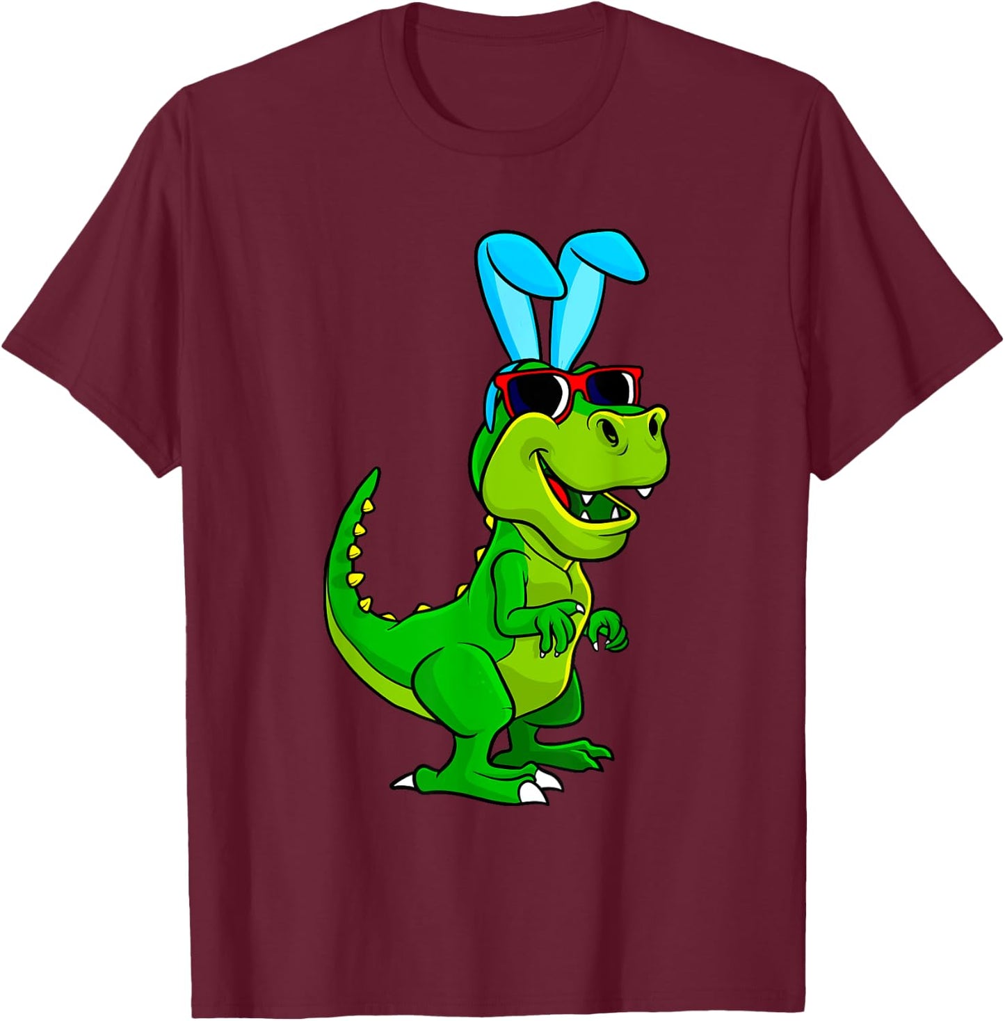 T Rex Easter Bunny Dinosaur Lover Boys Girls Kids T-Shirt - T-Shirt | Maroon