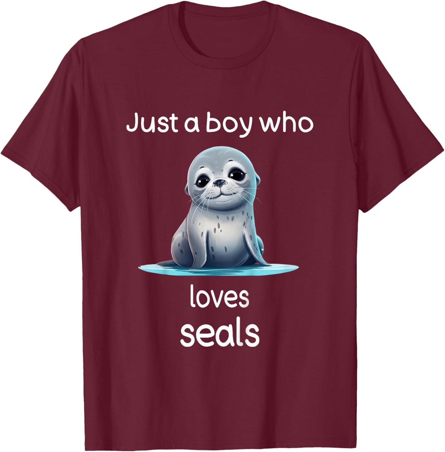 Kids Seal Lover Shirt for Boys Animal Lover I Love Seals T-Shirt - T-Shirt | Maroon