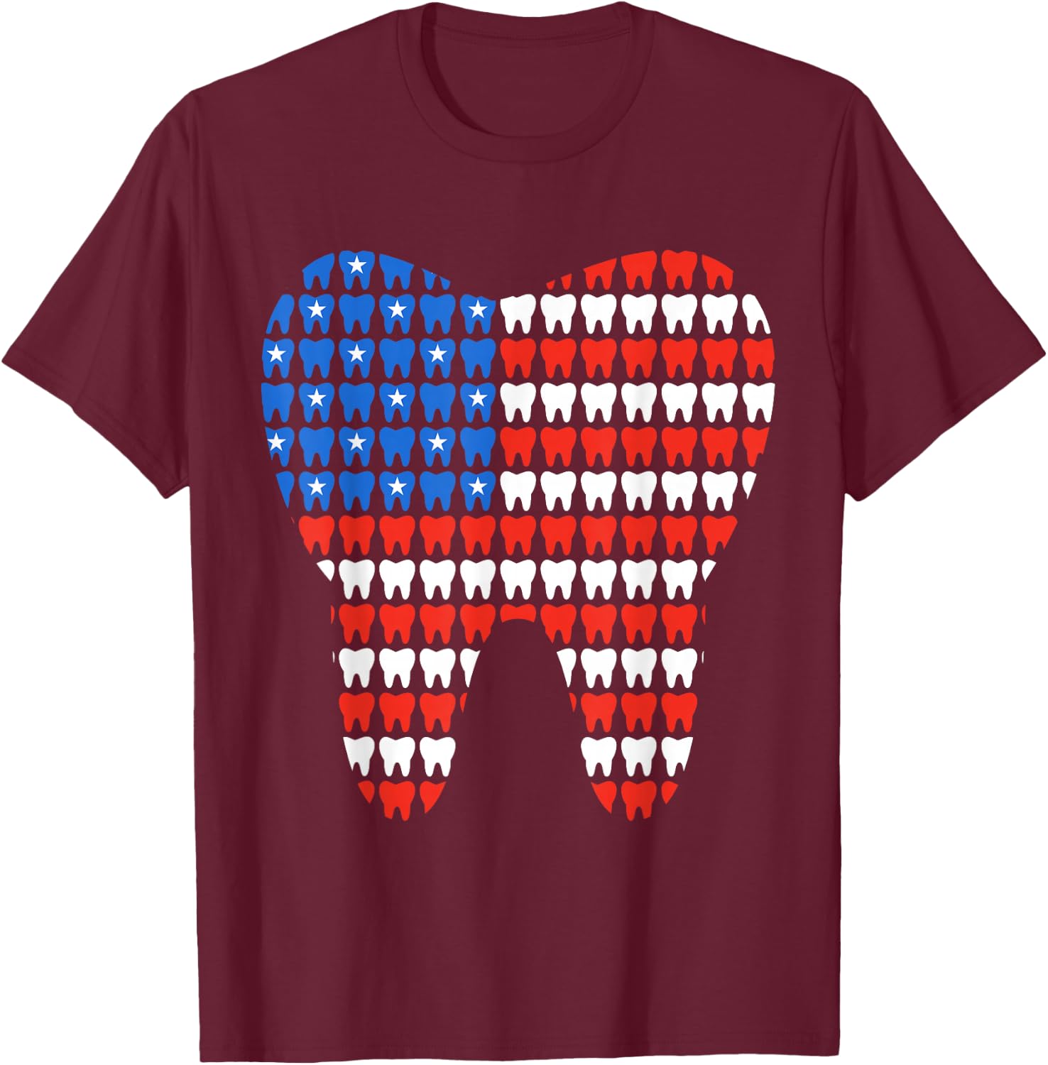 4th of July Patriotic Dental Squad RDH Funny Dental Hygiene T-Shirt - T-Shirt | Maroon