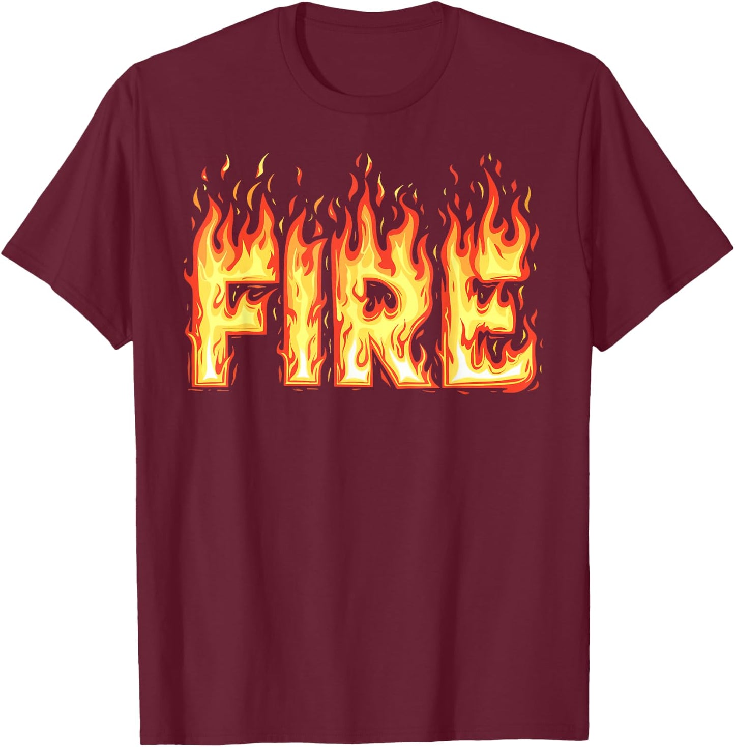 Fire Flame Costume Adult Kids Men Women , Black, S T-Shirt - T-Shirt | Maroon