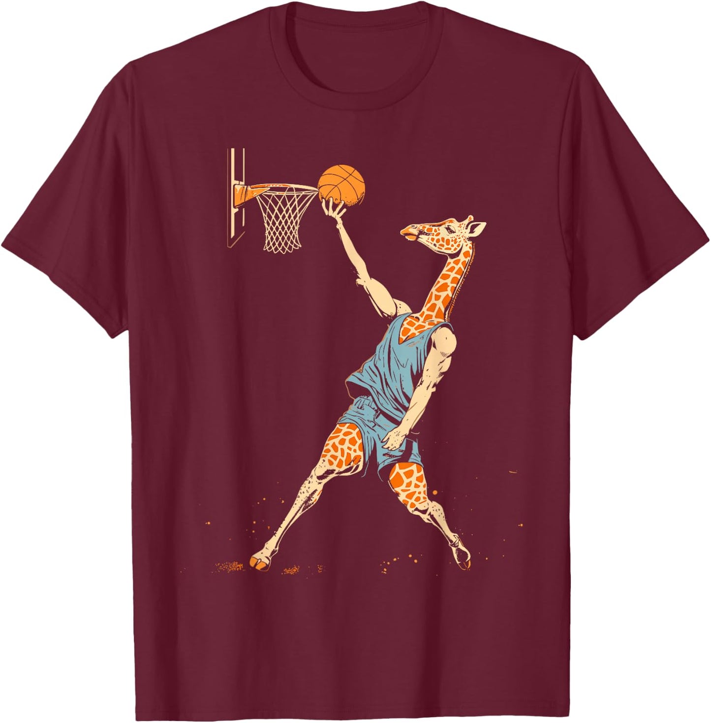 Funny Giraffe Playing Basketball Player Sports Hoops Women T-Shirt - T-Shirt | Maroon