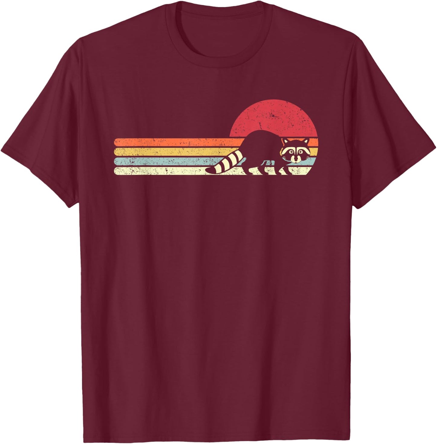 Raccoon Shirt. Retro Style T-Shirt - T-Shirt | Maroon