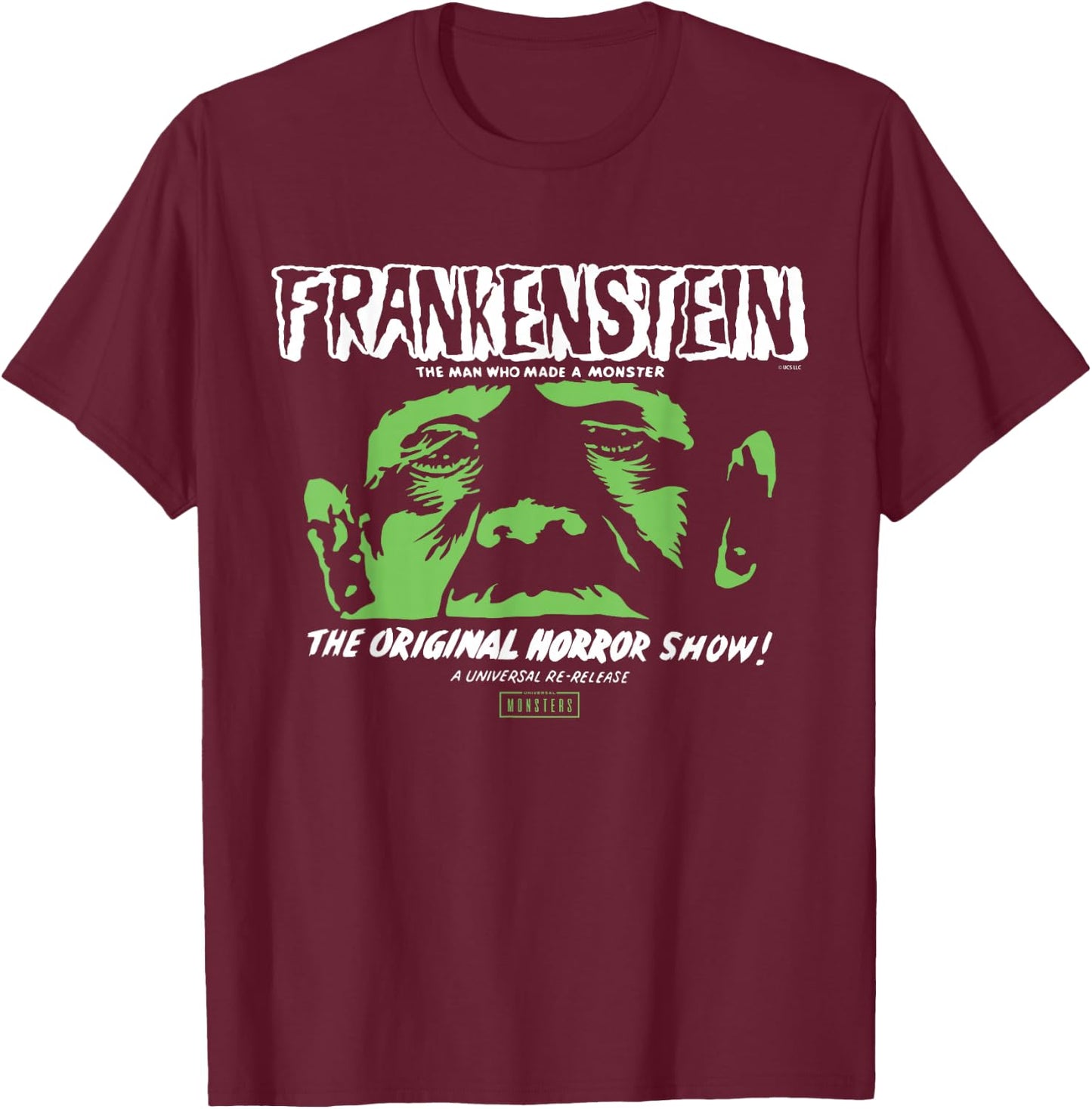 Universal Monsters Frankenstein The Original Horror Show T-Shirt - T-Shirt | Maroon