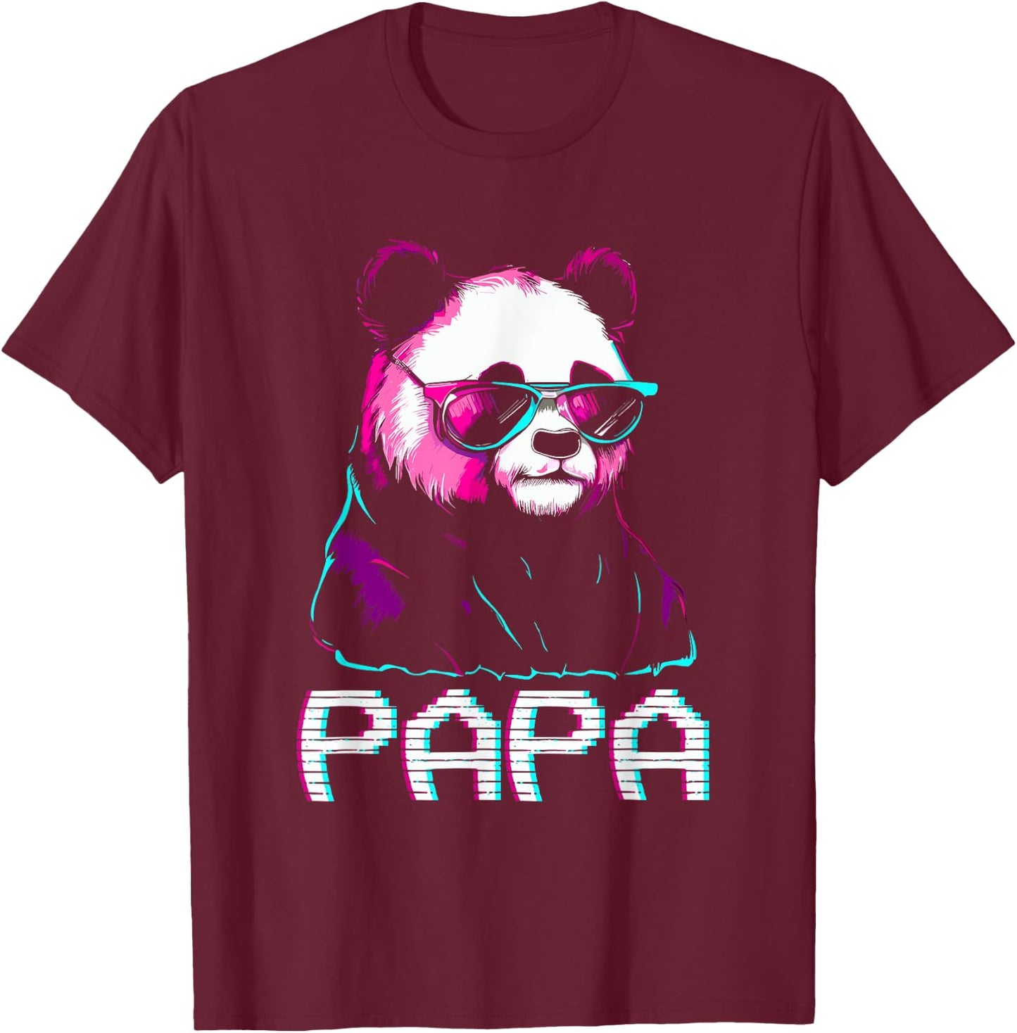 Papa Panda Bear - Retro Funny Papa Father's Day Birthday T-Shirt - T-Shirt | Maroon