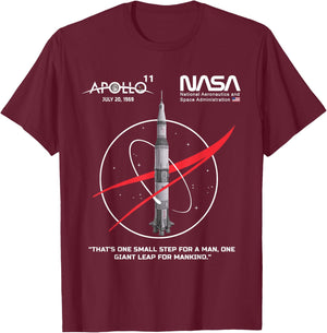 NASA Apollo 11 Mission Saturn V Rocket Worm Logo , black T-Shirt - T-Shirt | Maroon