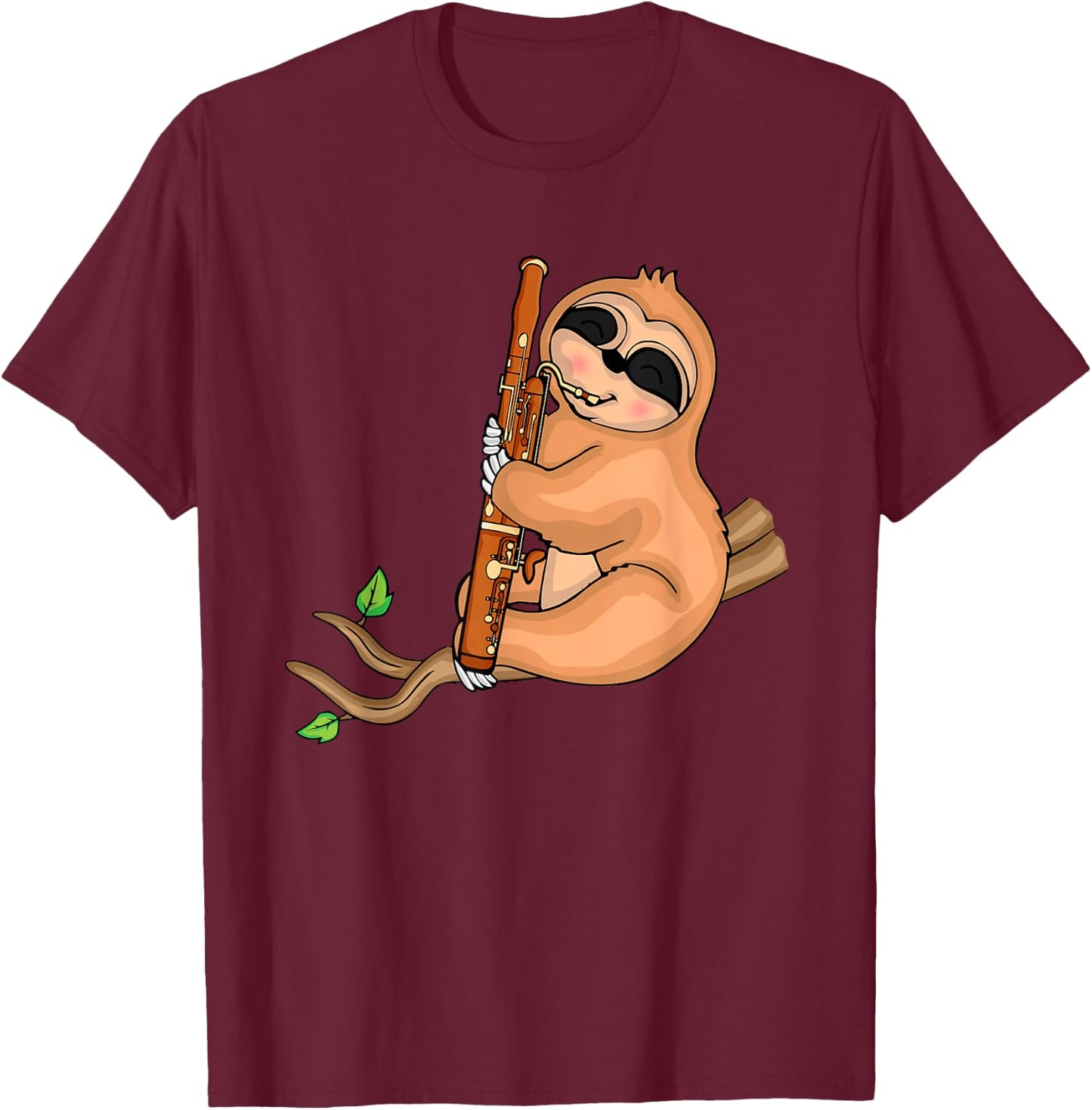 Sloth Bassoonist Player Music Kids Big Band Bassoon T-Shirt - T-Shirt | Maroon