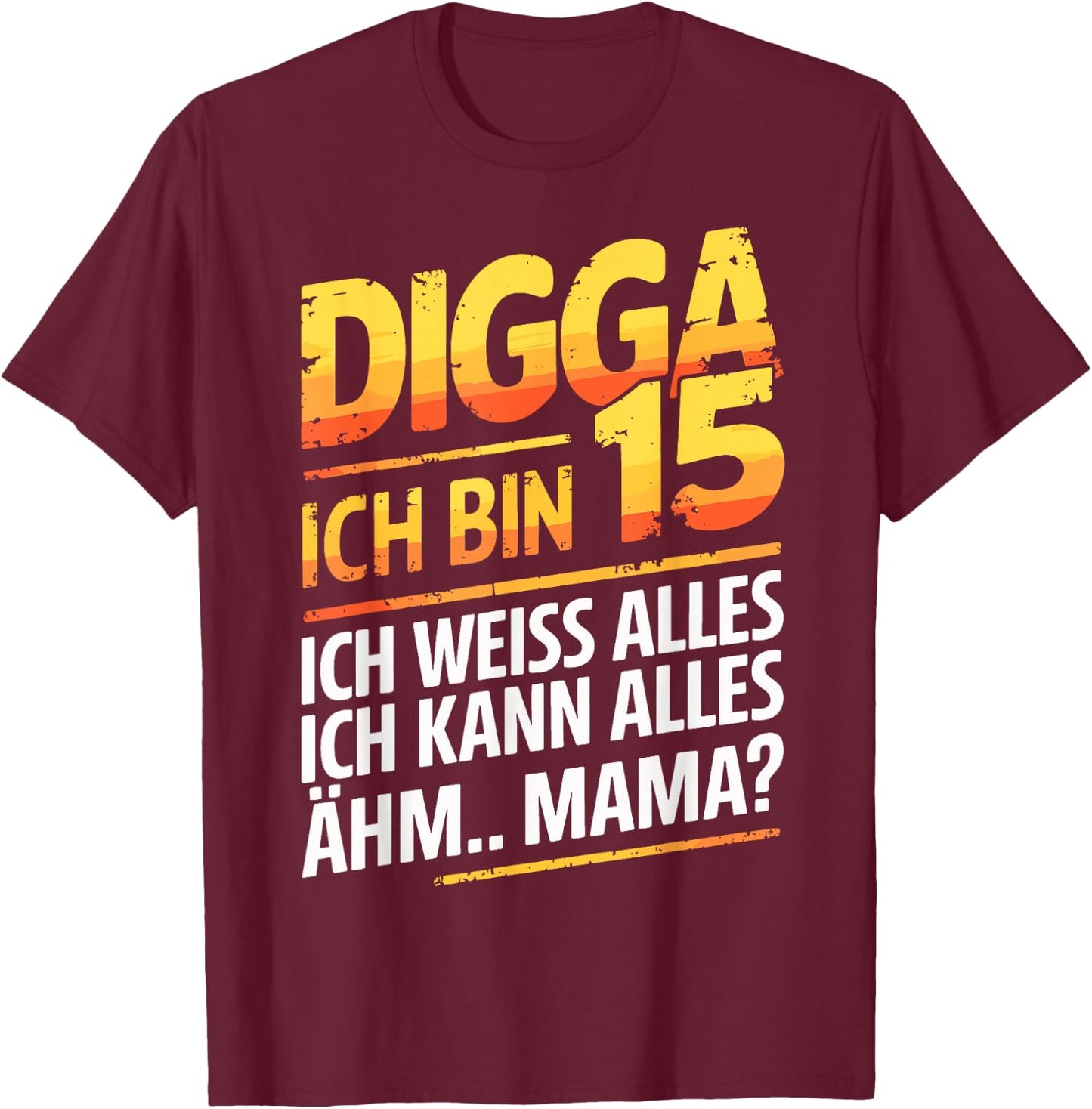 15th Birthday Boy Girl 15 Years 2010 Funny Gift , black T-Shirt - T-Shirt | Maroon