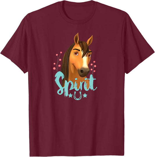DreamWorks Spirit Riding Free - Spirit Horseshoe T-Shirt - T-Shirt | Maroon
