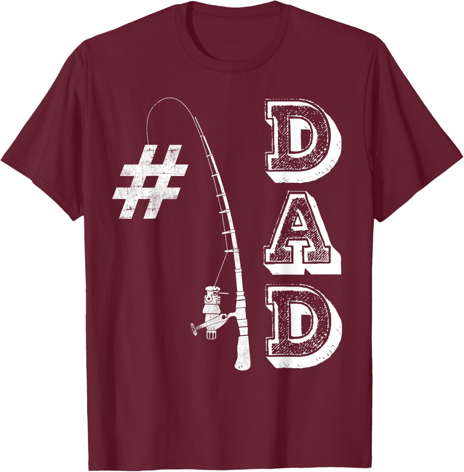 #1 Dad Fishing Fishermen Papa Number one Fathers Day T-Shirt - T-Shirt | Maroon
