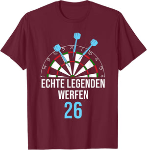 Real Legends Throw 26 Funny Dart Player Dart , black T-Shirt - T-Shirt | Maroon