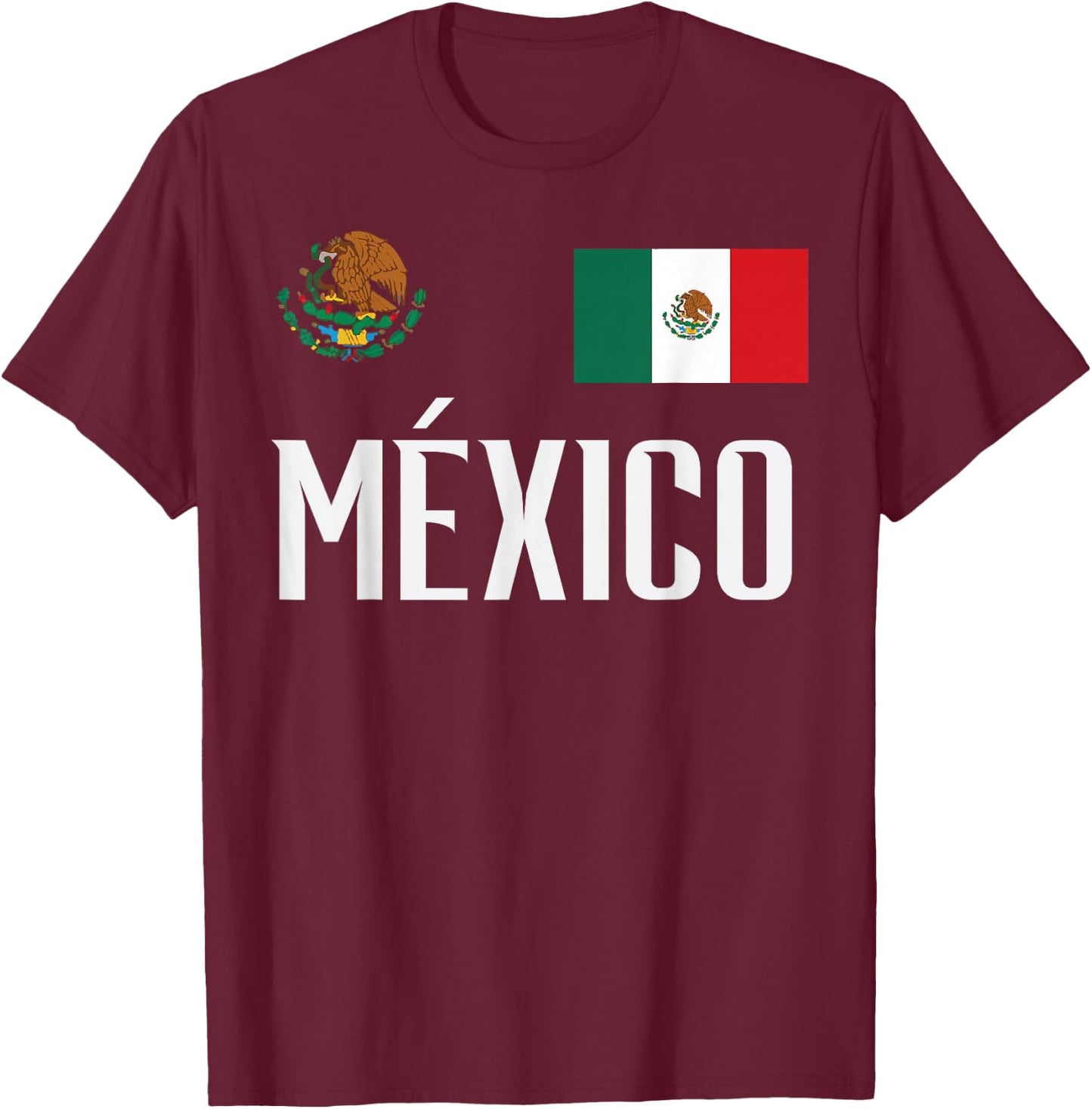 Mexico Flag Mexican Football Soccer Fan Men Women Kids T-Shirt - T-Shirt | Maroon