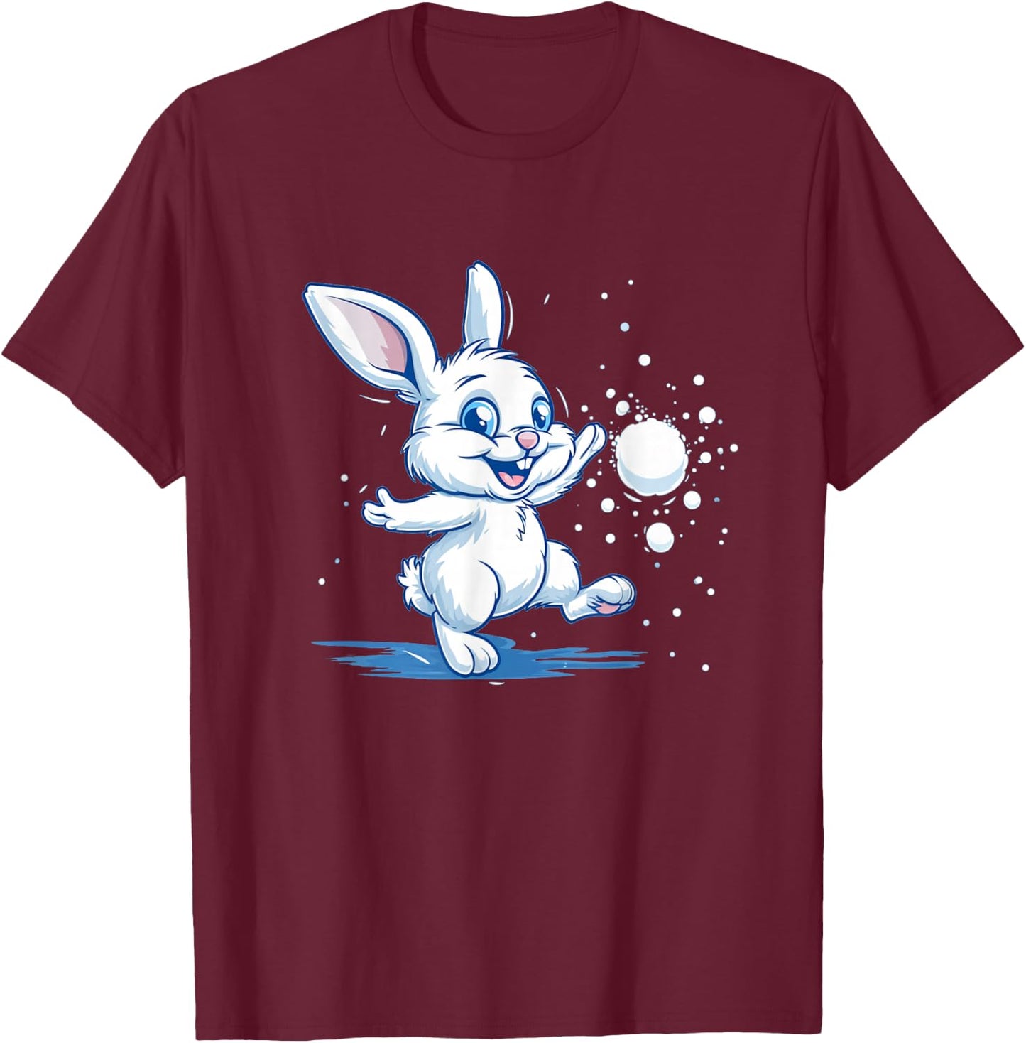Snowball bunny in winter for Snowballer and fights lovers T-Shirt - T-Shirt | Maroon