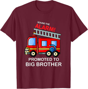 Kids Promoted to Big Brother Shirt Firetruck T-Shirt - T-Shirt | Maroon