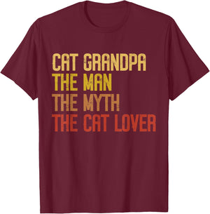 Cat Grandpa The Man The Myth The Cat Lover Cat Grandpa T-Shirt - T-Shirt | Maroon