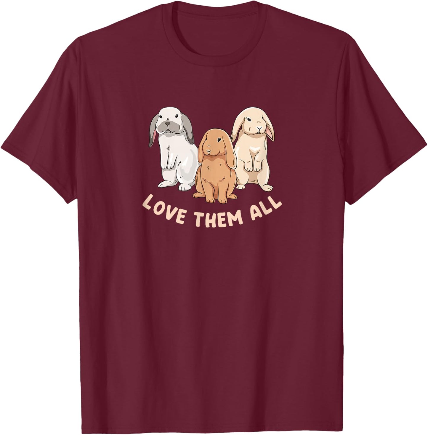 3 Cute Lop Bunnies Love Design for Bunny Owners T-Shirt - T-Shirt | Maroon