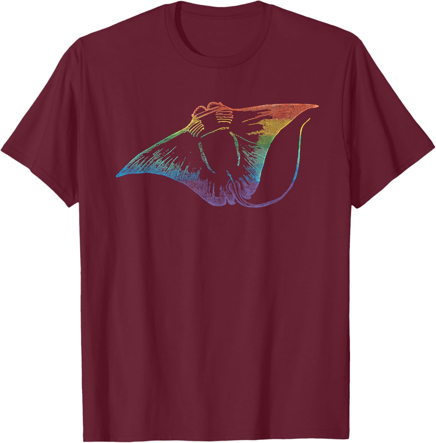 Vintage Rainbow Stingray Nautical Ocean Animal Cute T Shirt T-Shirt - T-Shirt | Maroon