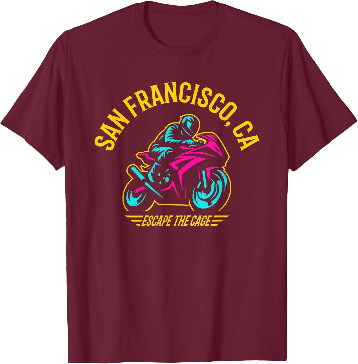 San Francisco California Sport Bike Motorcycle Racing Design T-Shirt - T-Shirt | Maroon