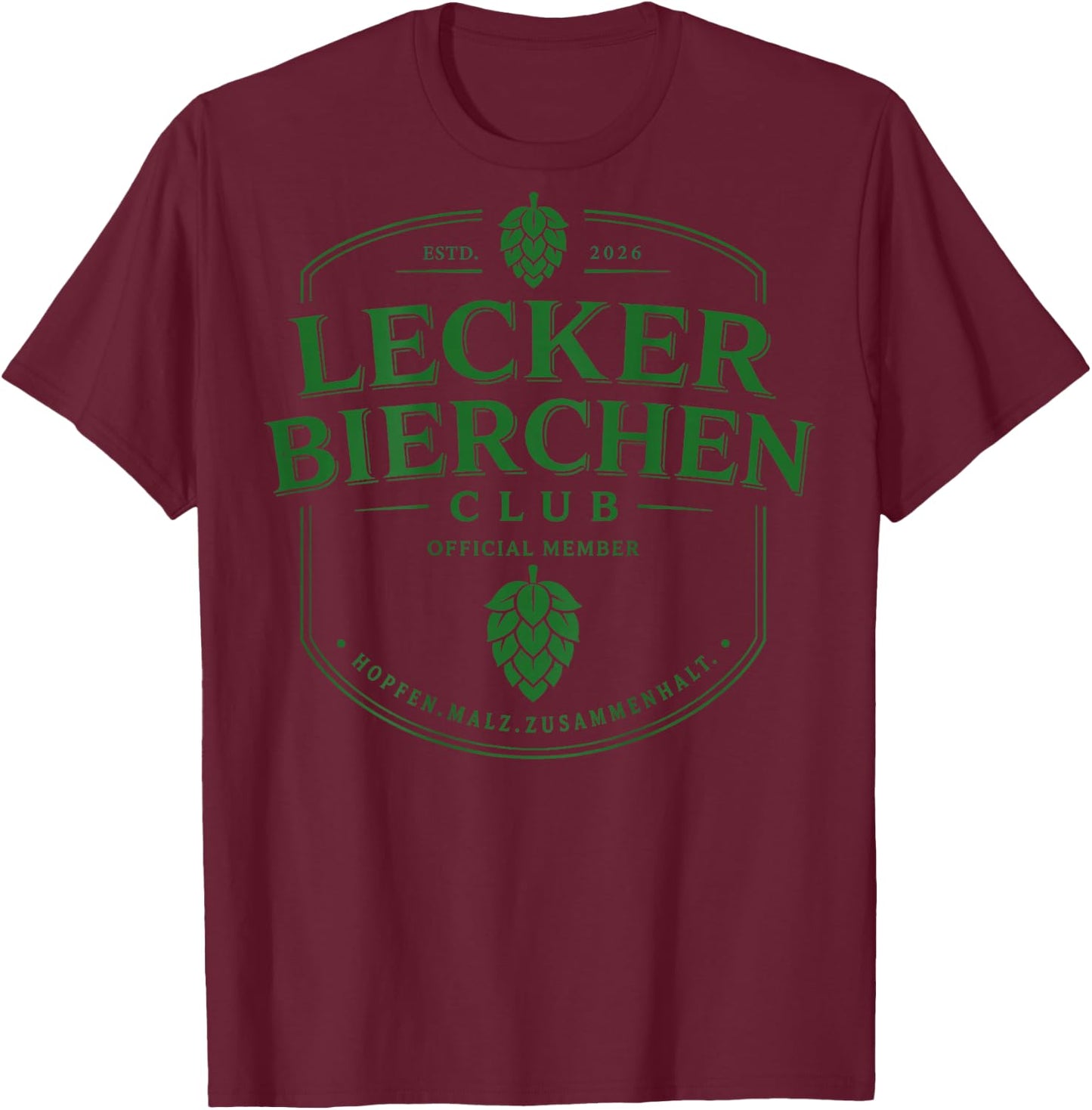 Lecker Bierchen Club (Backprint) T-Shirt - T-Shirt | Maroon