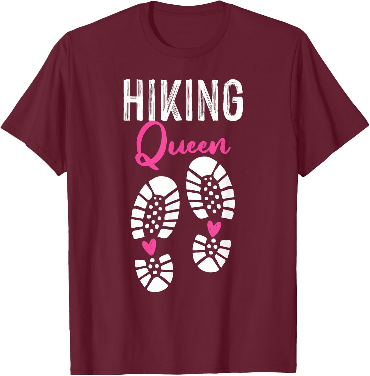 Funny Female Pink Hiker Hiking Queen Heart T-Shirt - T-Shirt | Maroon