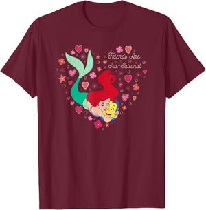 Disney The Little Mermaid Friends Are Sea-Sational Valentine T-Shirt - T-Shirt | Maroon