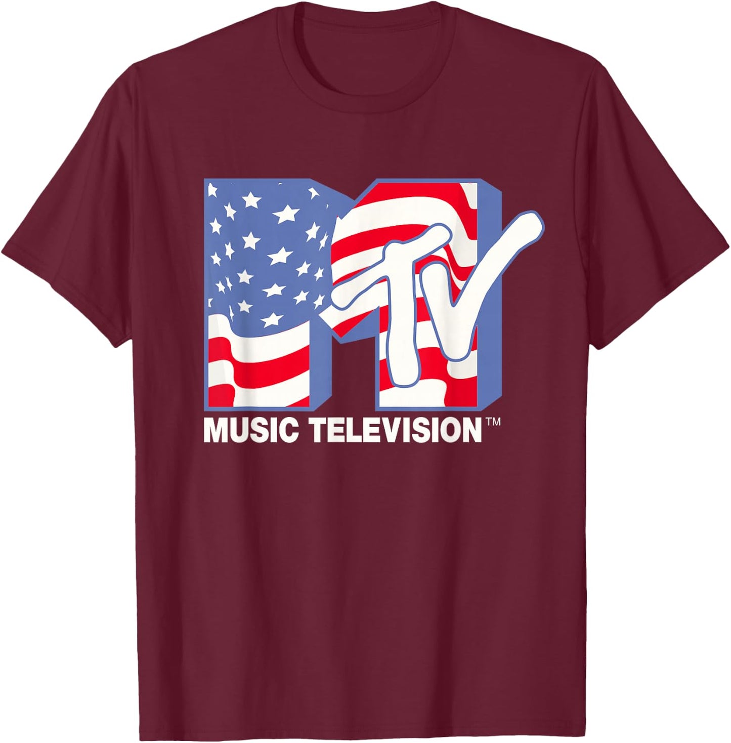 MTV Americana Flag Logo T-Shirt - T-Shirt | Maroon