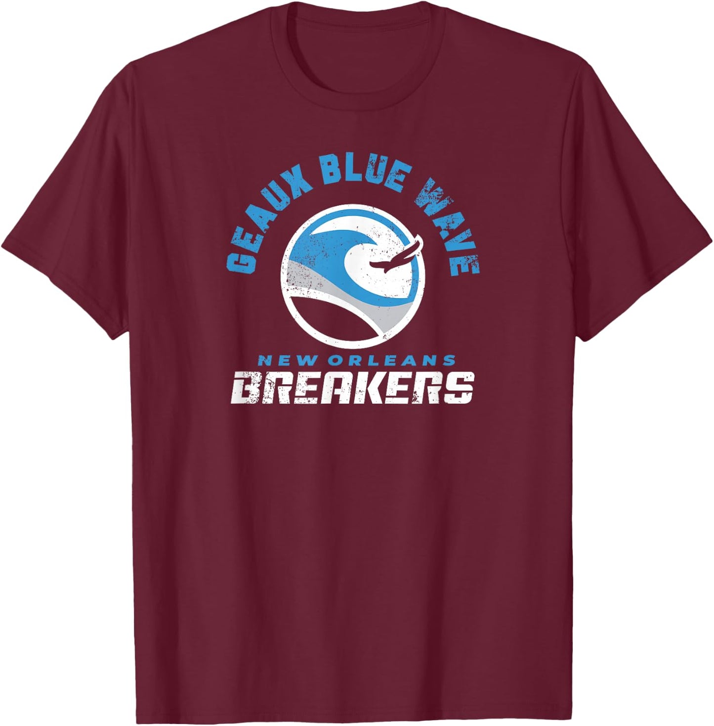 New Orleans Breakers: Geaux Blue Wave T-Shirt - T-Shirt | Maroon