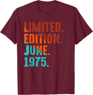 Édition limitée Juin 1975 Anniversaire T-Shirt - T-Shirt | Maroon
