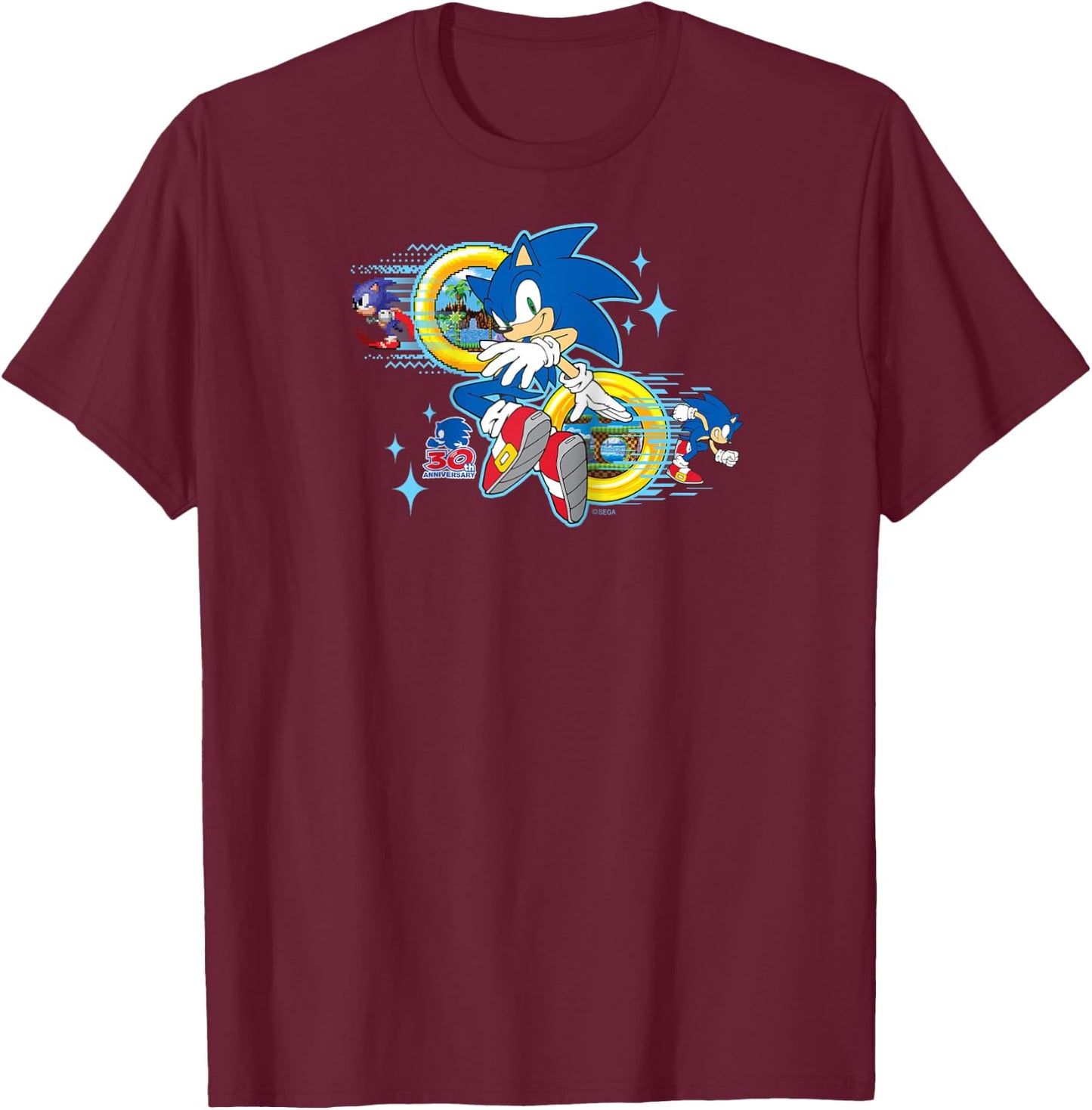 Sonic the Hedgehog's 30th Anniversary Raglan Baseball T-Shirt - T-Shirt | Maroon