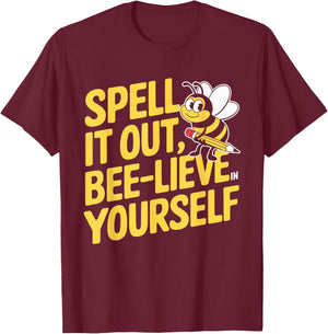 Spelling Bee Humour Spelling Champion Word Nerd Spelling T-Shirt - T-Shirt | Maroon