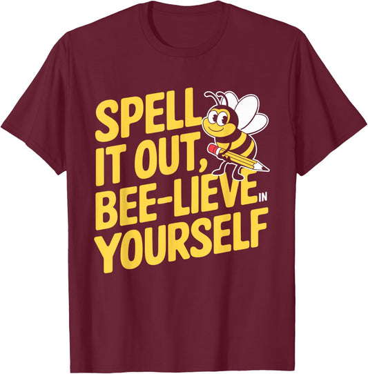 Spelling Bee Humour Spelling Champion Word Nerd Spelling T-Shirt - T-Shirt | Maroon