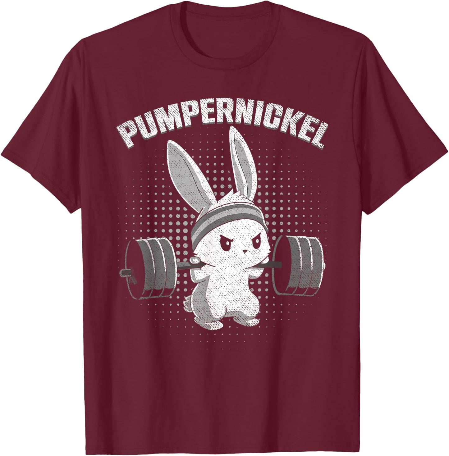 Pumpernickel Fitness Bunny Easter Bunny Gym Rabbit , black T-Shirt - T-Shirt | Maroon
