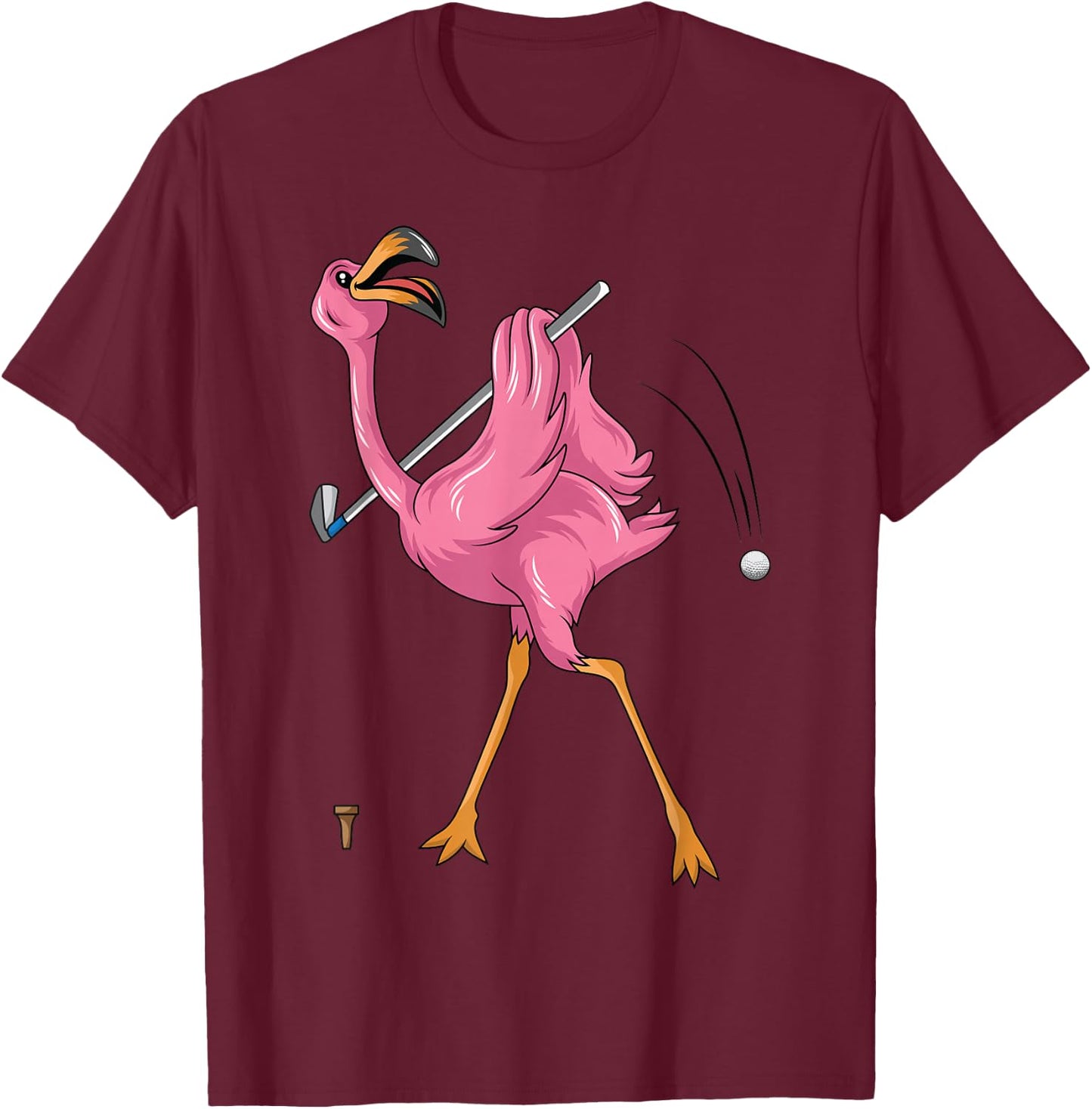 Funny Flamingo Golfing Flamingo Golf Flamingo Playing Golf T-Shirt - T-Shirt | Maroon