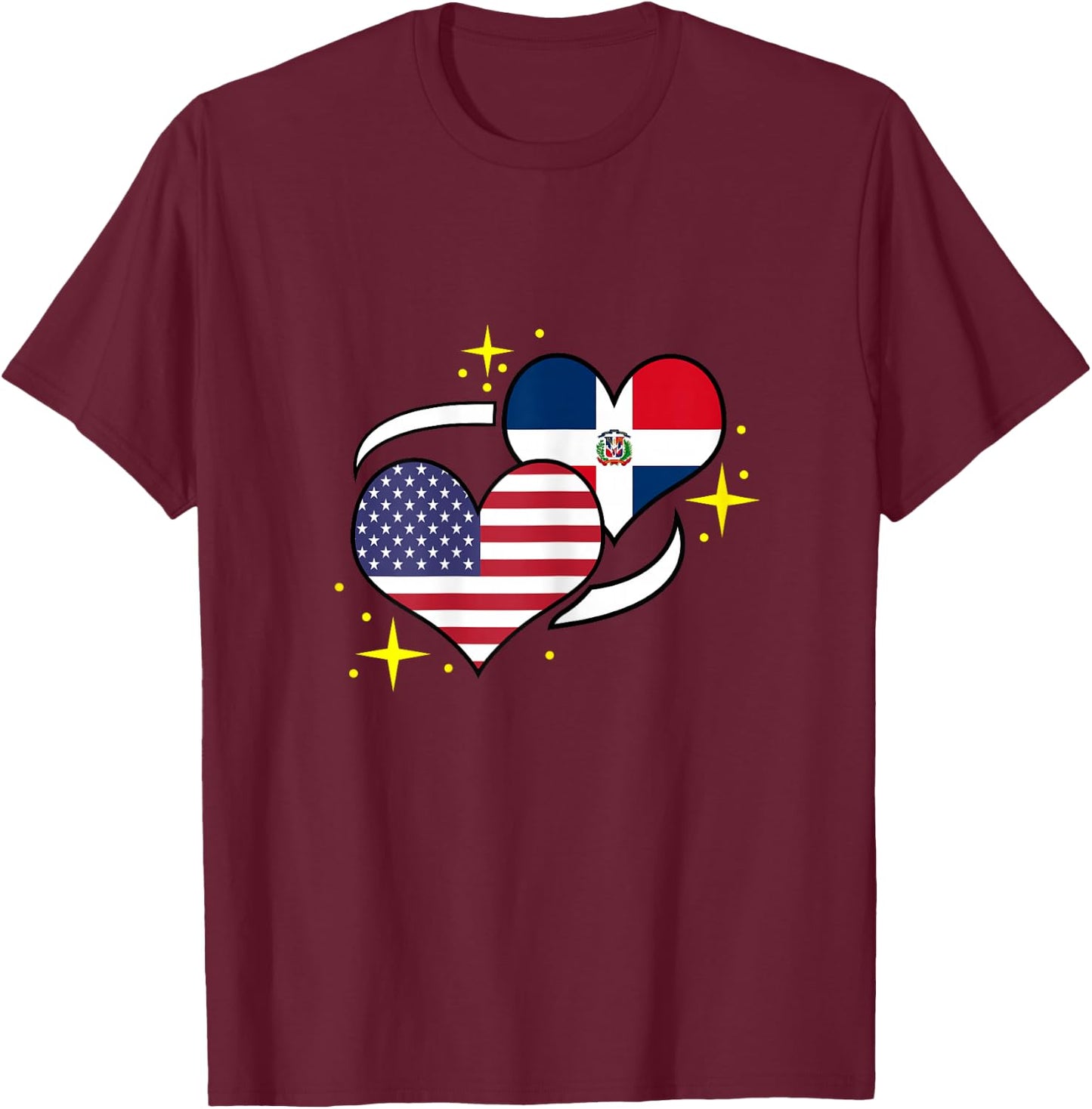 Dominican Republic American Flag Heart Dominican Women T-Shirt - T-Shirt | Maroon