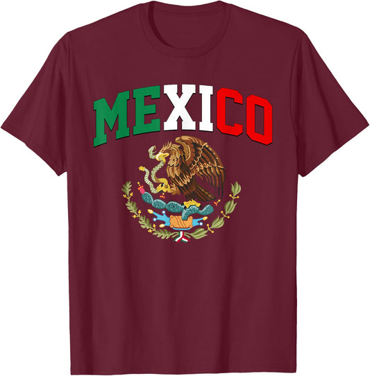 Mexico Mexican Flag Vintage Pride México T-Shirt - T-Shirt | Maroon