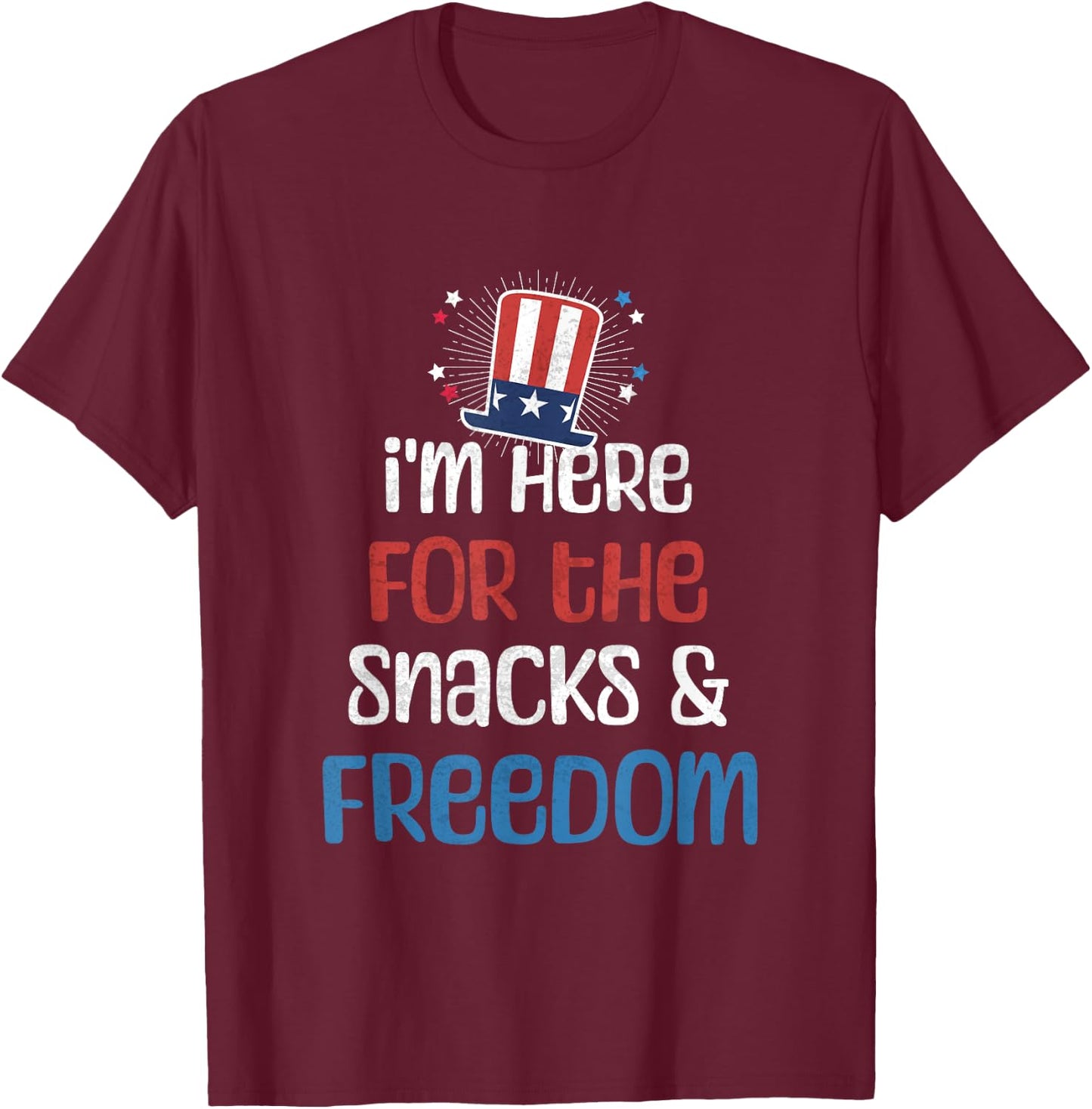 I'm Here For The Snacks & Freedom USA Funny 4th of July Kids T-Shirt - T-Shirt | Maroon