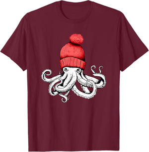 Octopus Chillin T-Shirt - T-Shirt | Maroon