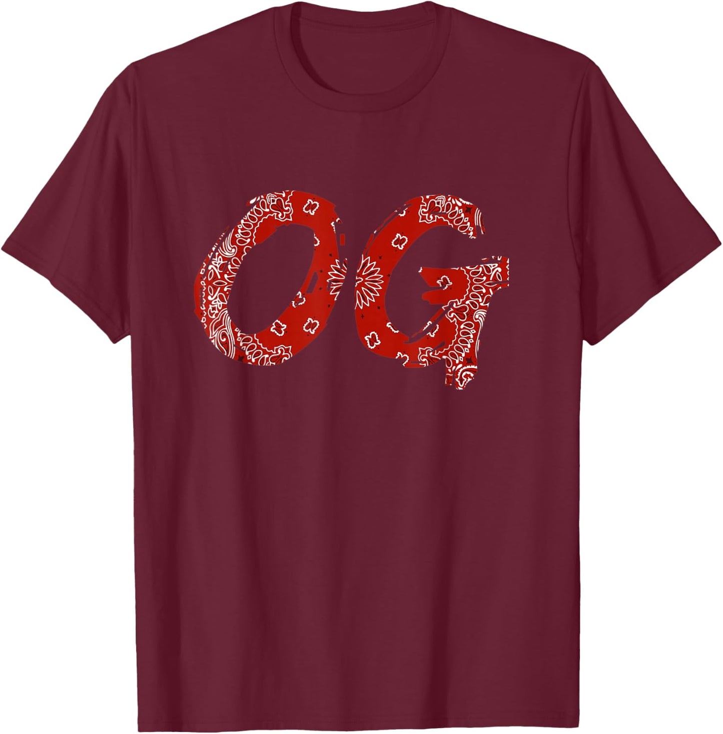 OG Shirt Original Gangster Compton Red Bandana-Print T-Shirt - T-Shirt | Maroon