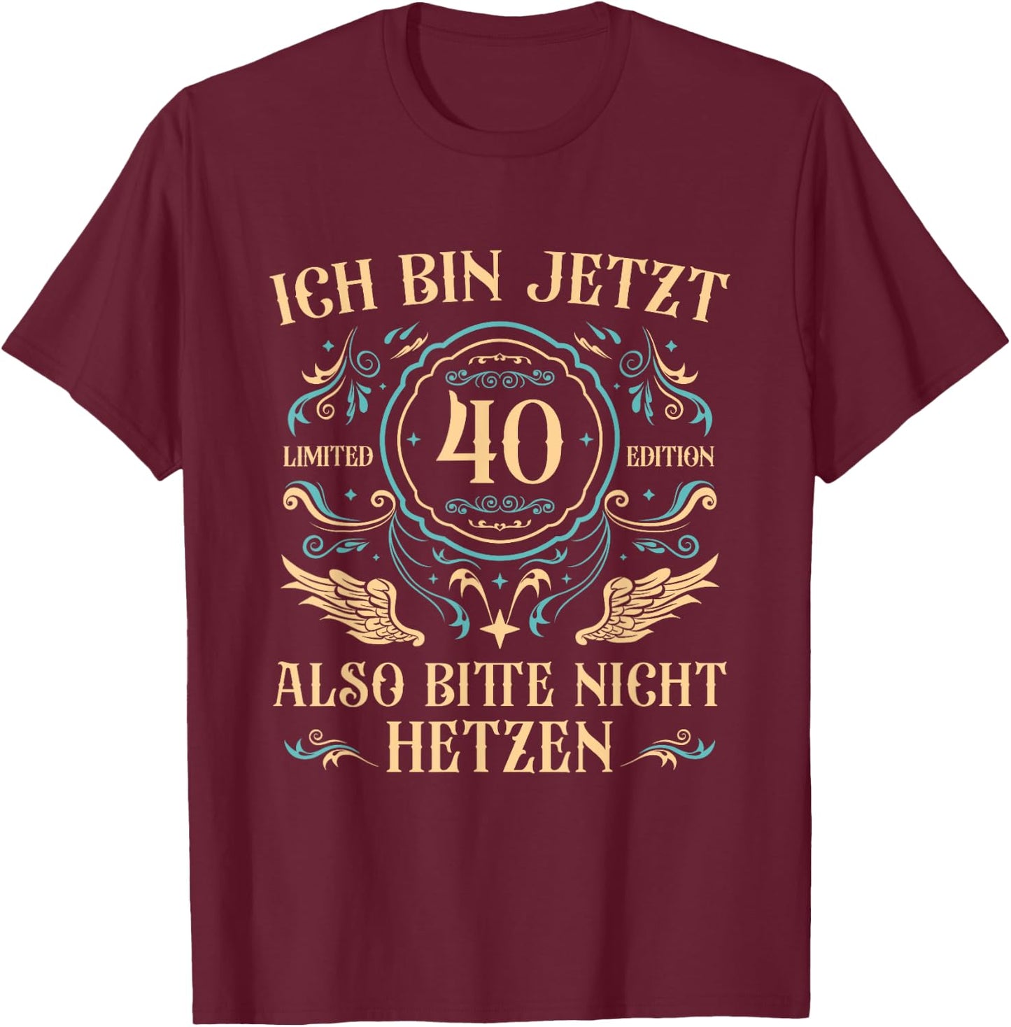 Herren 40 Jahre alt 40er Papa 40. Geburtstag T-Shirt - T-Shirt | Maroon