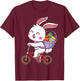 Pedaling Paws Biking Eierkorb mit Osterhasen für Kinder und Kleinkinder T-Shirt - T-Shirt | Maroon